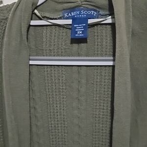 Karen Scott Women's Sage Green Cardigan